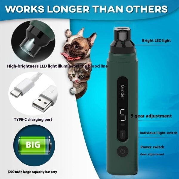 Electric Dog Nail Grinder & Pet Nail Trimmer - Image 3