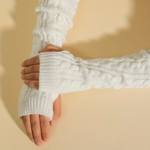 Twist Gloves Wool Half Finger Short Wristband Leakage Finger Arm Sleeve Winter Warm - Image 5