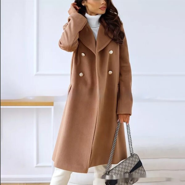 Simple Double Breasted Woolen Trench - Image 3