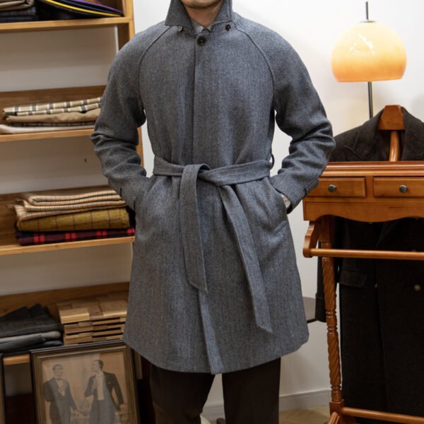 Japanese Leisure Mid-length Coat Herringbone Wool Slim Fit - Image 4