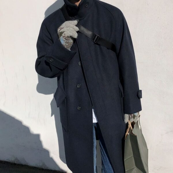 British Style Trench Coat Woolen Cloth - Image 3