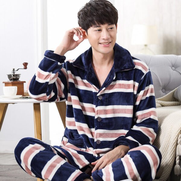 Fashion Men's Mink Flannel Home Service - Image 3