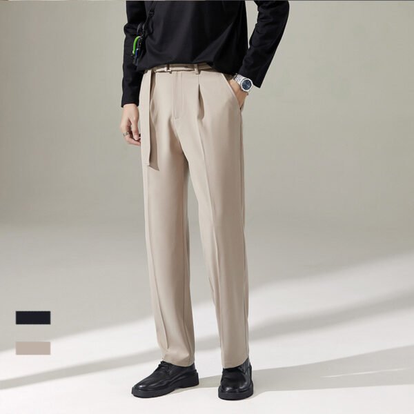 Detachable Belt Draping Wide-leg Suit Pants For Men - Image 5