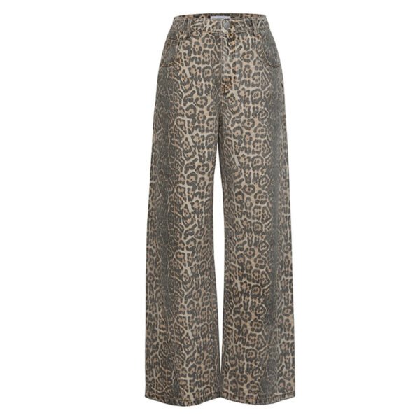 Vintage Leopard Print Jeans For Men And Women Hip Hop Trend - Image 5