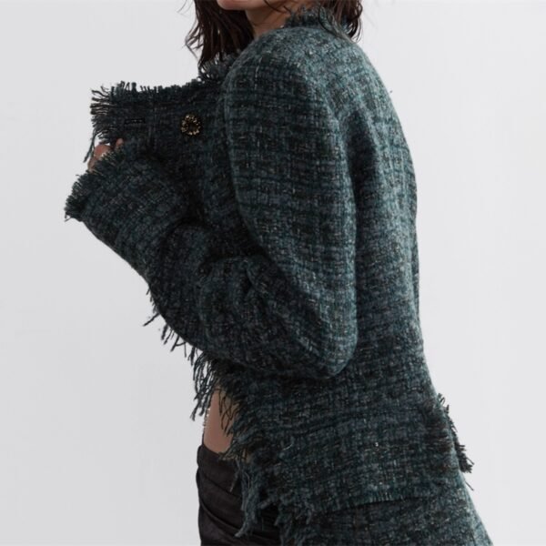 Women's Loose Short Coat With Raw Edges - Image 4