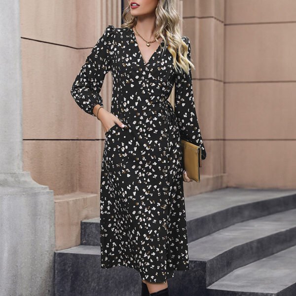 Fashion Printed Black Women's Dress - Image 4