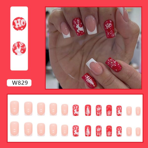 Cute Sweet Red Christmas Manicure Snowflake Elk - Image 2