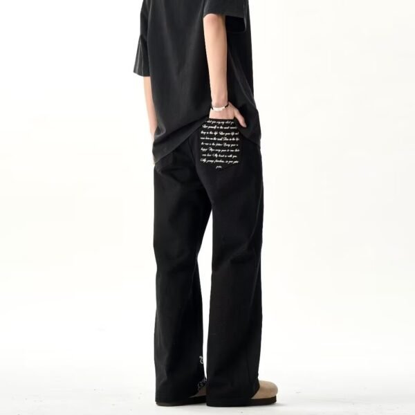 Loose Straight Embroidered Jeans Men's Retro Simple Casual - Image 2