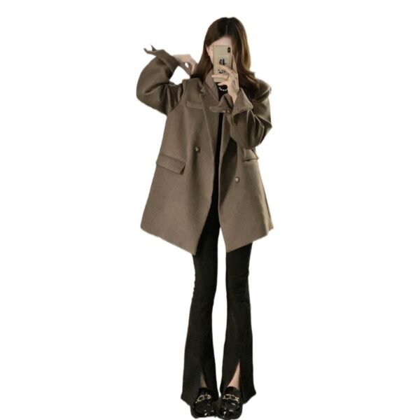 Retro Small Loose Thick Woolen Coat - Image 6
