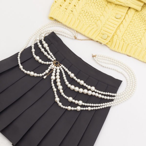 Multi-layer Pearl Waist Chain Female Tassel Belt Dress Sweater - Image 6
