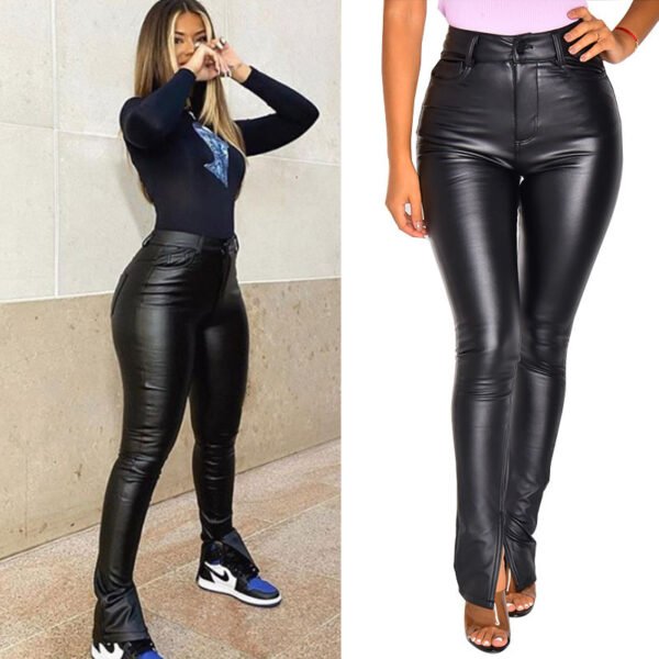 Casual Pants High Waist Slimming And Tight Women Leather Pants - Image 2