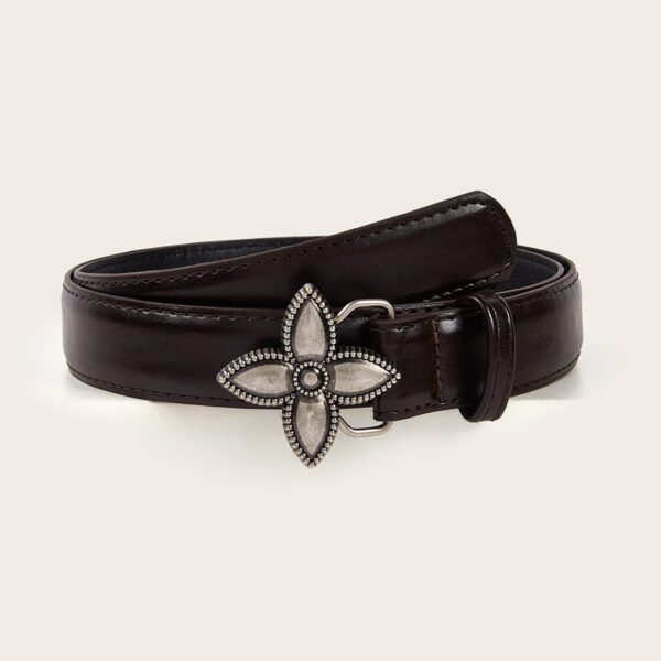 Metal Flower Snap Belt Simple Retro Women's Belt - Image 2