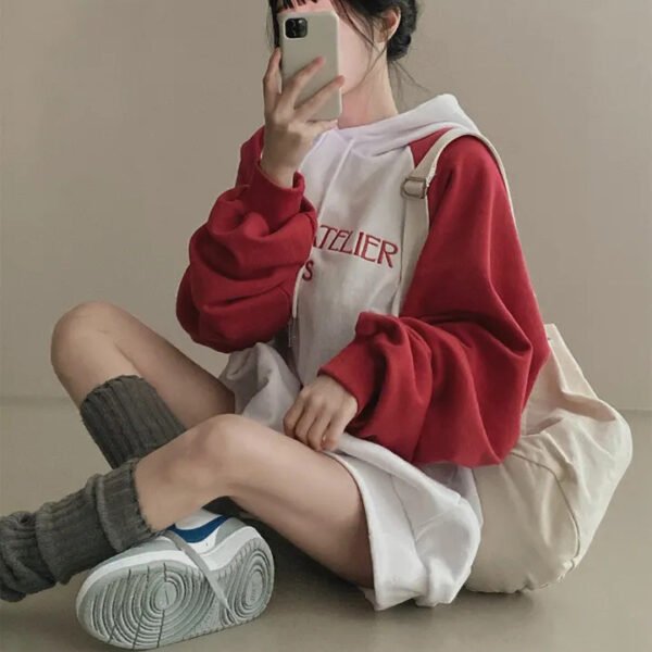 American Retro Wine Red Raglan Sleeve Sweater - Image 2