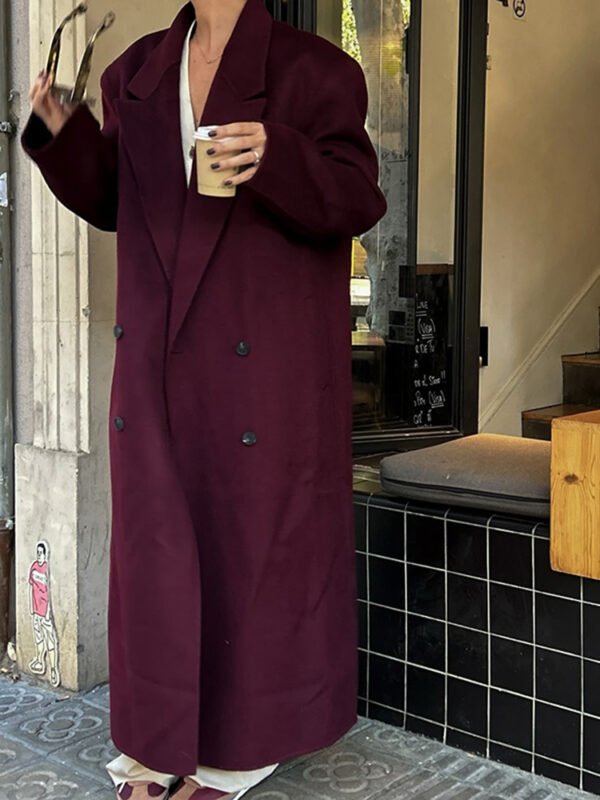 Wine Red Long Lapel Blazer - Image 7
