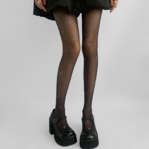 Black With Diamond Bow Stockings Thin Snagging Resistant Pantyhose