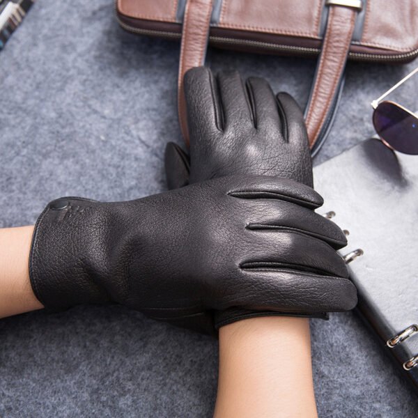 Fleece-lined Thick Windproof Faux Deerskin Grain Sheepskin Driving And Biking Motorcycle - Image 2
