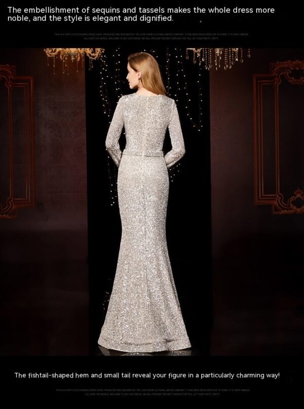 Temperament Banquet Ladies Sequined Annual Meeting Host Long Evening Dress - Image 7