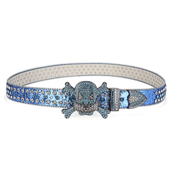 Dark Buckle Rhinestone Inlaid Diamond Sequins Hip Hop Decorative Nightclub Belt - Image 9