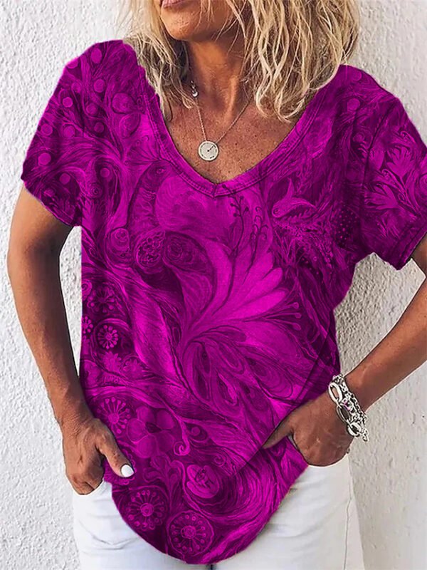 Europe And America Cross Border Summer Elegance Women's 3D Women's Abstract Painting T-shirt Pattern Graffiti - Image 7