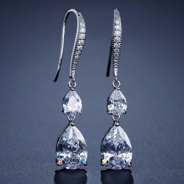 RAKOL Simple Long Exquisite Water Drop Zircon  Female Simple Banquet All-match Earrings - Image 2