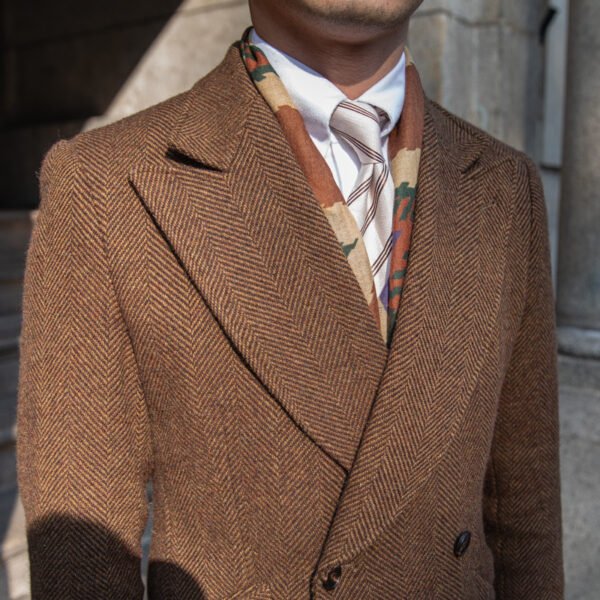 Men's Vintage Wool Brown Denim Jacket - Image 4