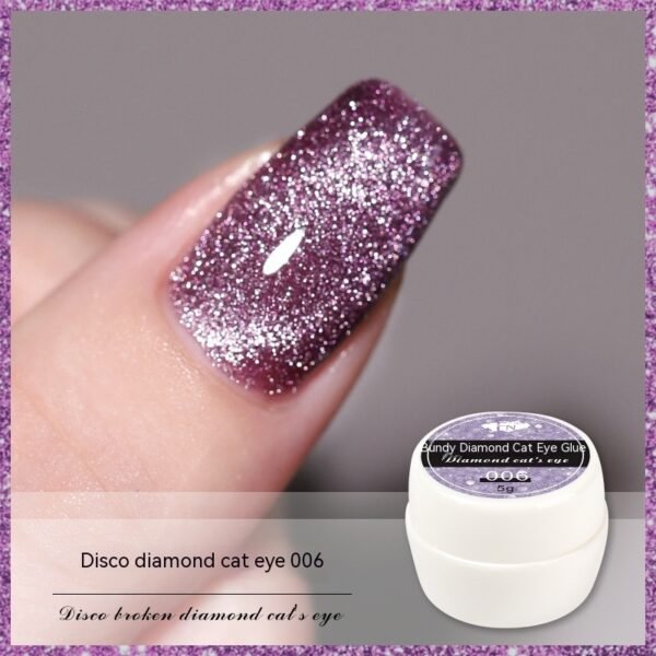 Reflective Diamond In The Debris Glue Cat Eye Gel Polish Nail Art - Image 8