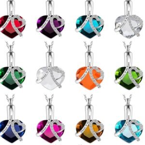 Heart-shaped urn pendant always in my heart perfume bottle