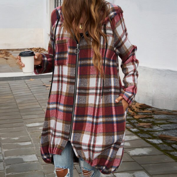 Contrast-Color Hooded Coat - Image 4