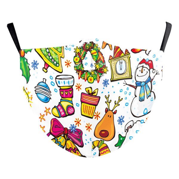 Christmas Green Digital Printing Windproof Double Layer Dustproof Mask - Image 9