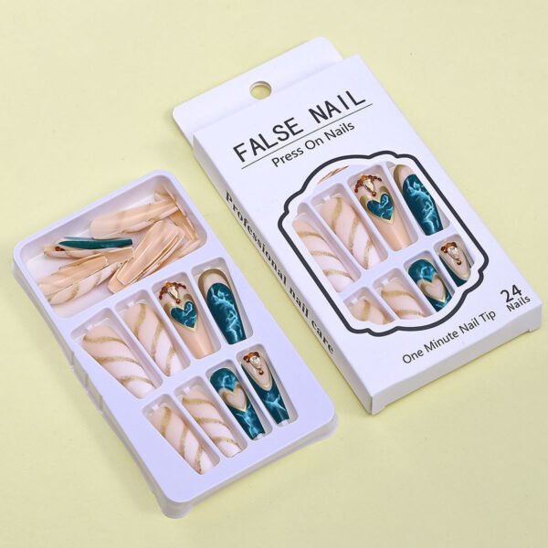 Green Blooming Love Tip Manicure Wear Nail Patch - Image 4