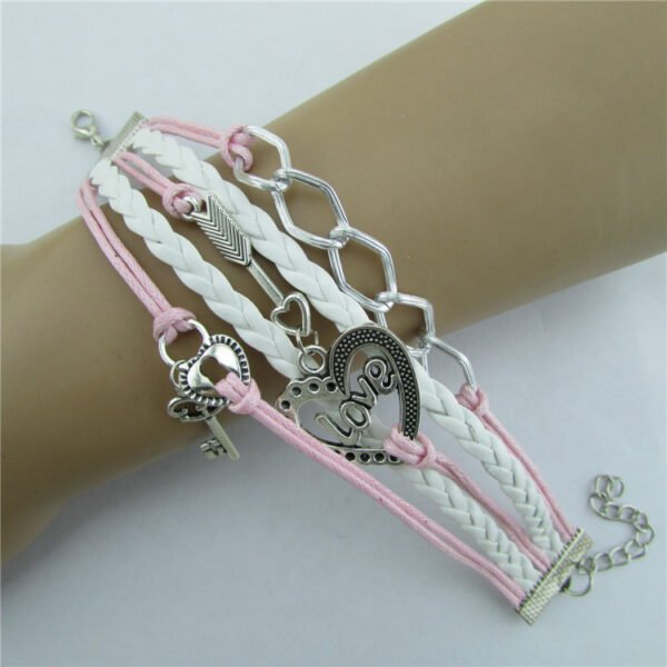 Love lock a lock heart chain love password diy bracelet wax rope braid bracelet - Image 5