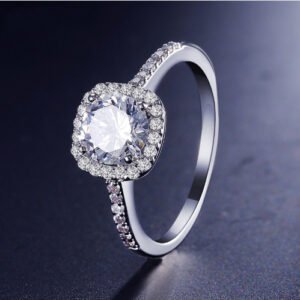 Wedding Rings for Women Silver Color Jewelry Luxury Rings Engagement Square Bague Cubic Zirconia