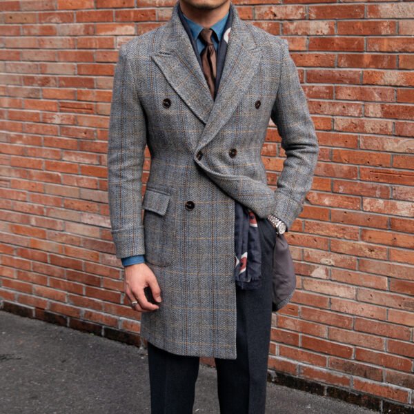 Retro High-quality Wool Plaid Polo Coat - Image 4