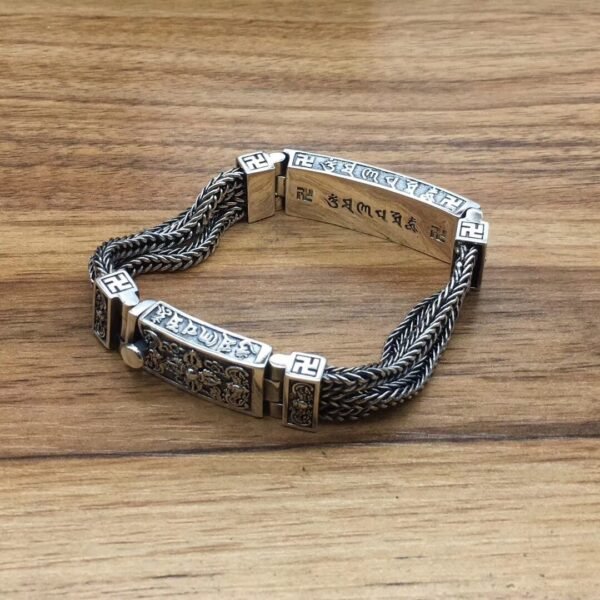 S925 Sterling Silver Men's Vintage Bracelet Six Words Mantra - Image 2