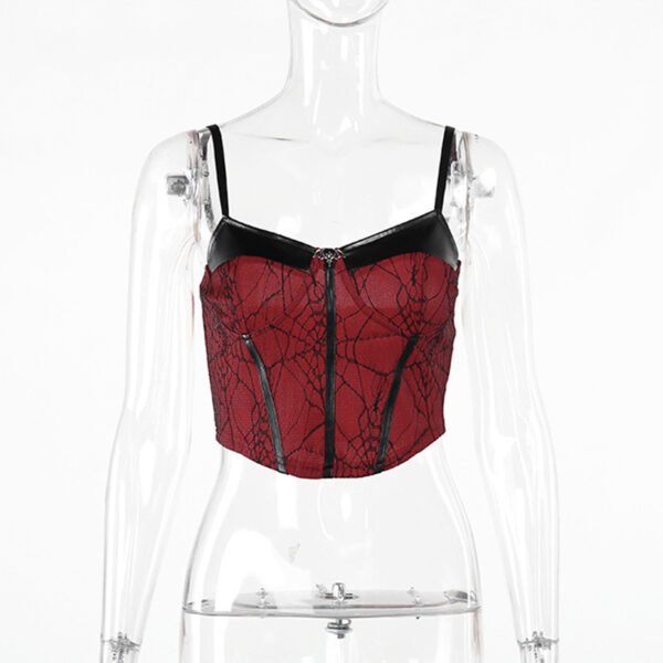 Dark Style European And American Elegant Leather Splicing Sling Vest - Image 6