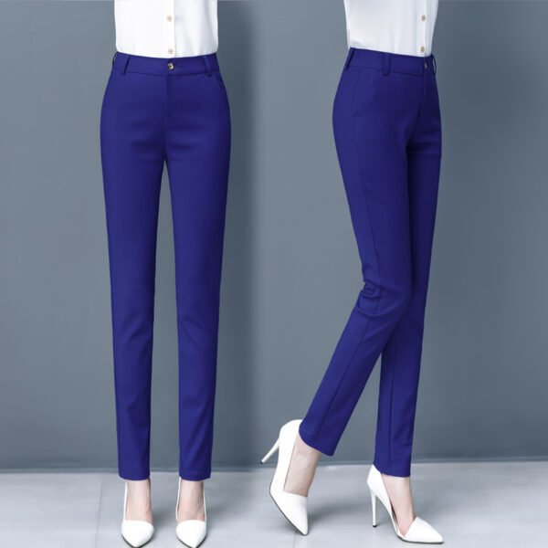 Blue Suit Pants Spring Women's High Waist Career Figure Flattering Drape Skinny Pants - Image 6