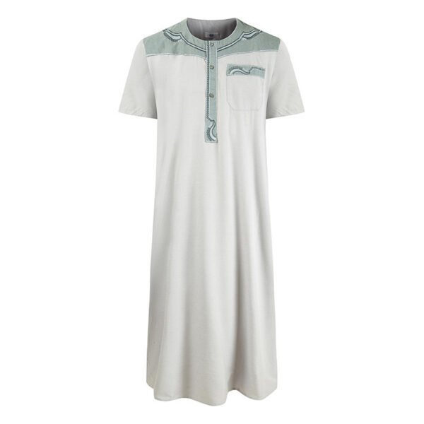 Men's Robe Pocket Contrast Color Middle East Short Sleeve - Image 5