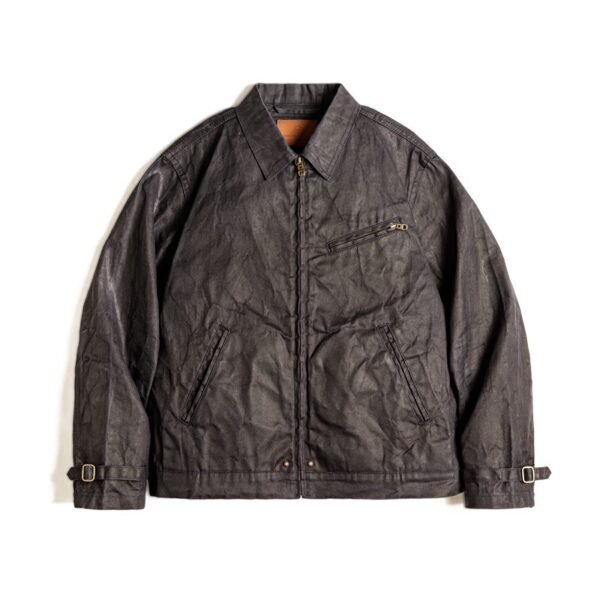 American Retro Four-generation Canvas Oil Wax Jacket Amekaji Tough Guy Zipper Short Coat - Image 5