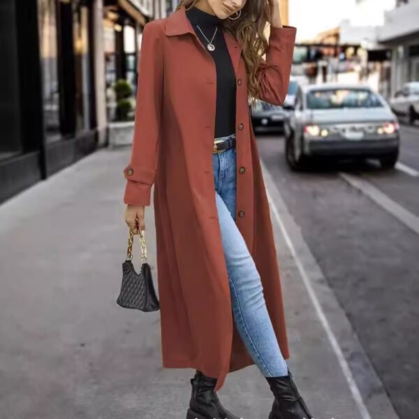 Fashion Casual Button Long Trench - Image 5