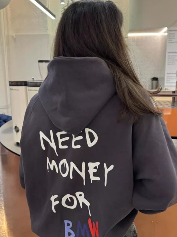 Hooded Sweater Simple Style Design Letter Print Loose All-matching Top - Image 6