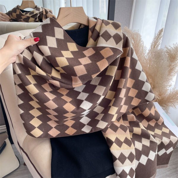 Cashmere-like Skin-friendly Short Tassel Scarf - Image 4