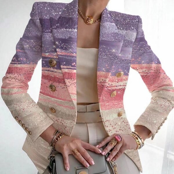 Coat Printed Cardigan Women's Clothes Small Suit - Image 7