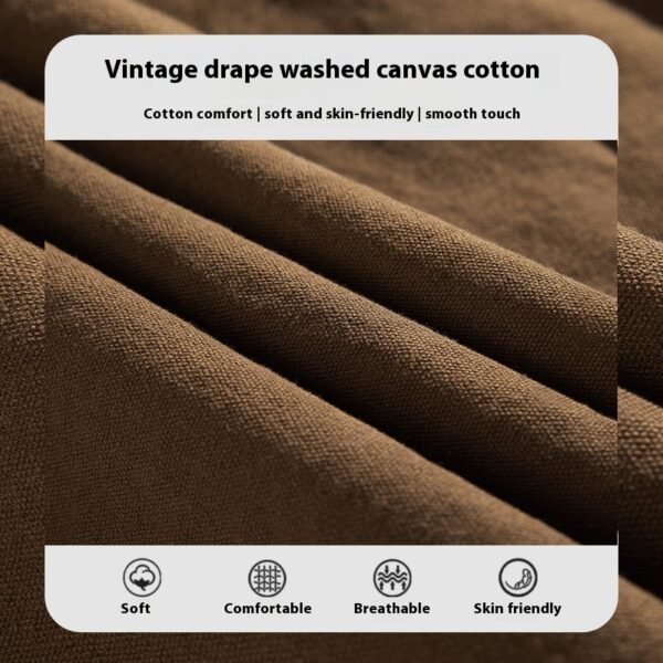 Washed American Retro Cotton Long-sleeved Shirt - Image 3