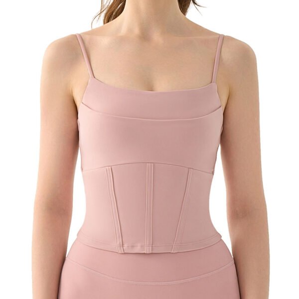 Fake Two-piece Yoga Vest Female Semi-fixed Fishbone Tangent Vest Tops Outerwear - Image 5
