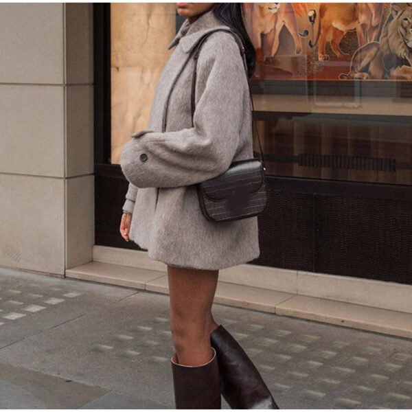 Short Lapels Woolen Jacket Coat - Image 3
