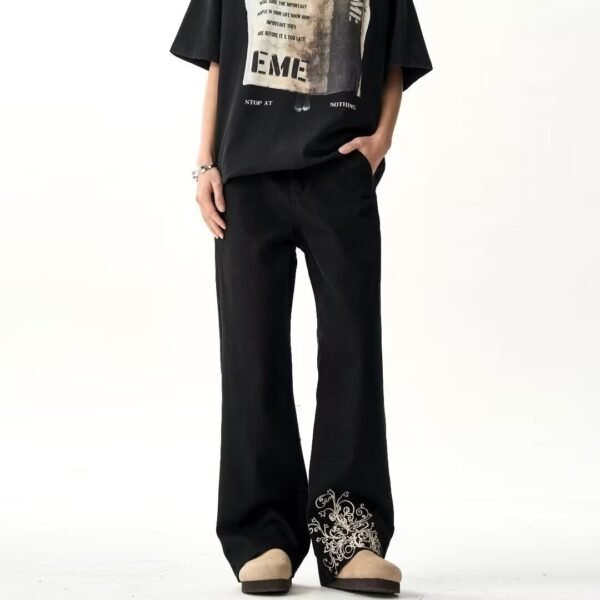 Loose Straight Embroidered Jeans Men's Retro Simple Casual - Image 5