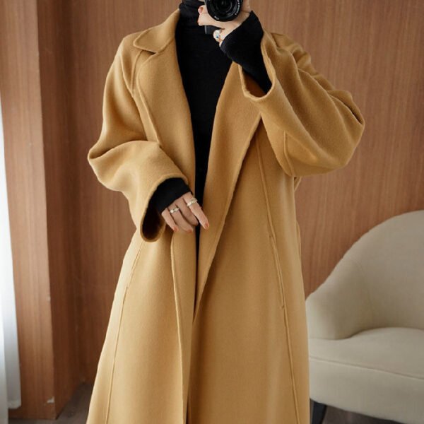 Double-sided Wool Overcoat Women's Long Below The Knee Loose Plus Size - Image 8
