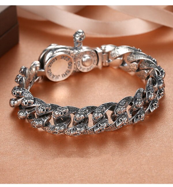 Men's Trendy Sterling Silver Vintage Skull Bracelet - Image 6