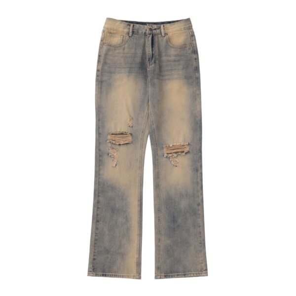 Autumn American Printing And Dyeing Straight Yellow Mud Jeans - Image 5