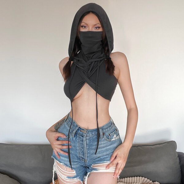 Hooded Crop Slimming Personality Everything Small Vest - Image 6